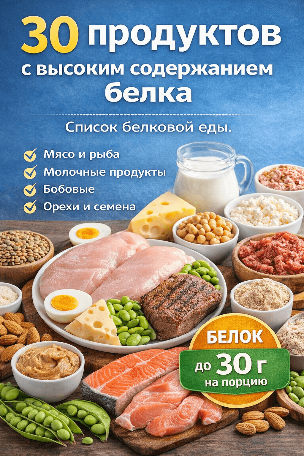 30 продуктов с высоким содержанием белка: что есть, чтобы набрать норму белка